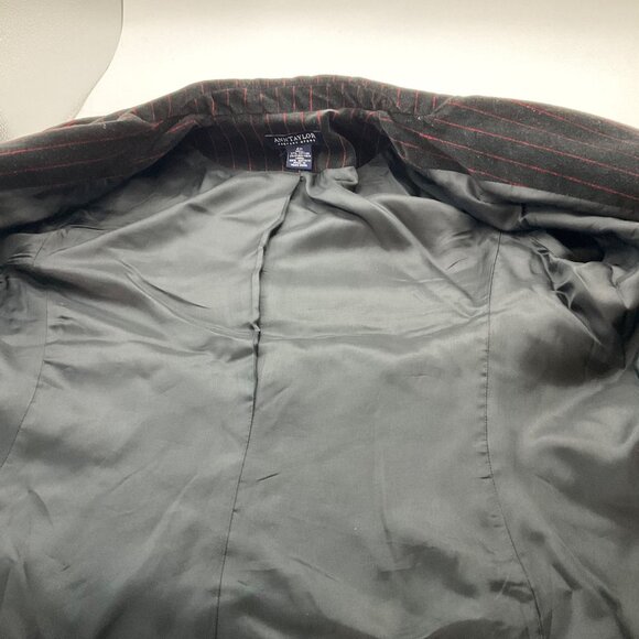 VTG Ann Taylor 4 P Black Pinstripe Red Velvet Blazer Jacket Bow Goth Whimsical - Picture 6 of 14